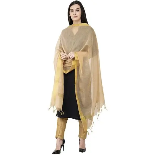 Cotton chanderi zari boder colour Golden