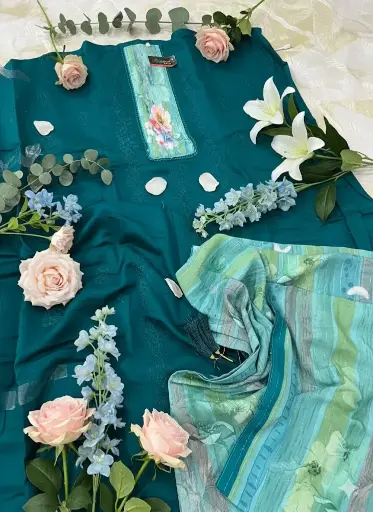 Pure Jaam Cotton Chickenkari Sequence Suit | Elegant Ethnic Wear Focuses on quality and style
