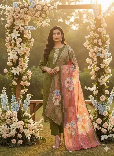 Jaam Cotton Suit with Sequence Embroidery